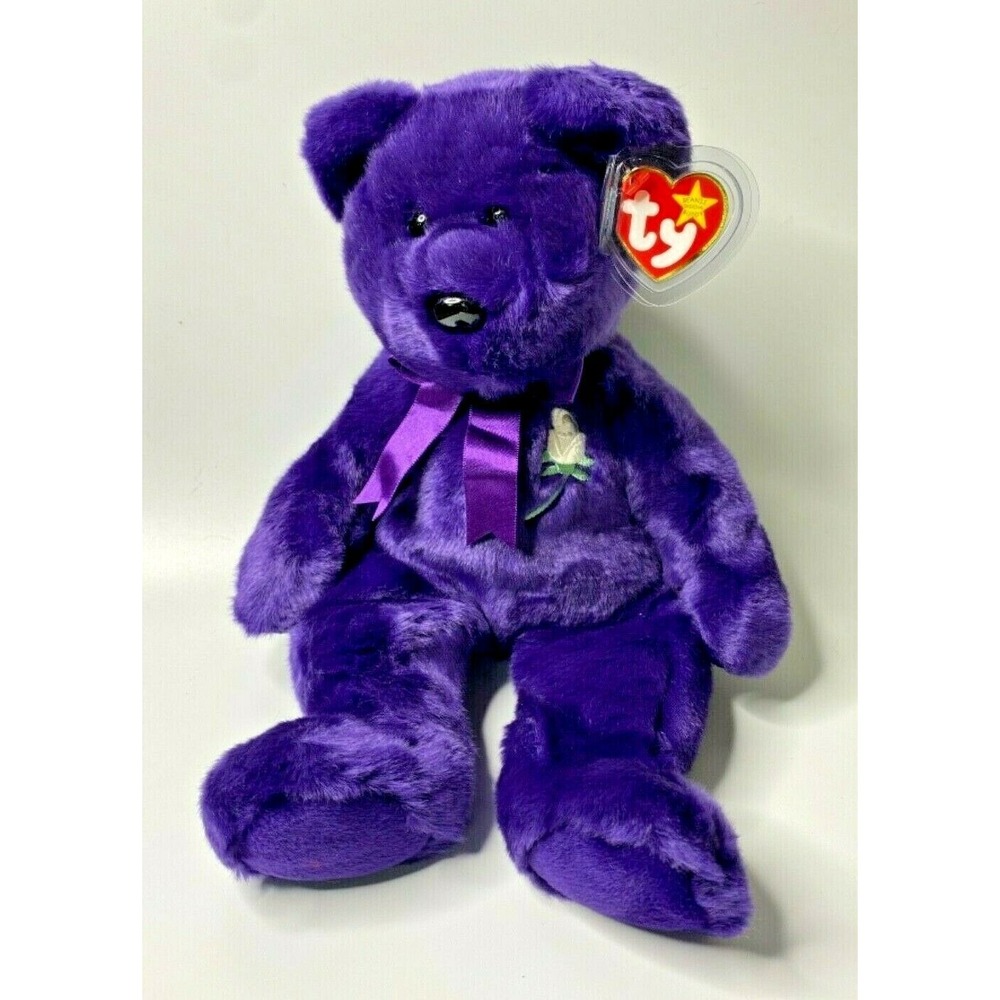 1998 Ty Beanie Buddy Princess Diana Memorial Bear Purple Plush BB2